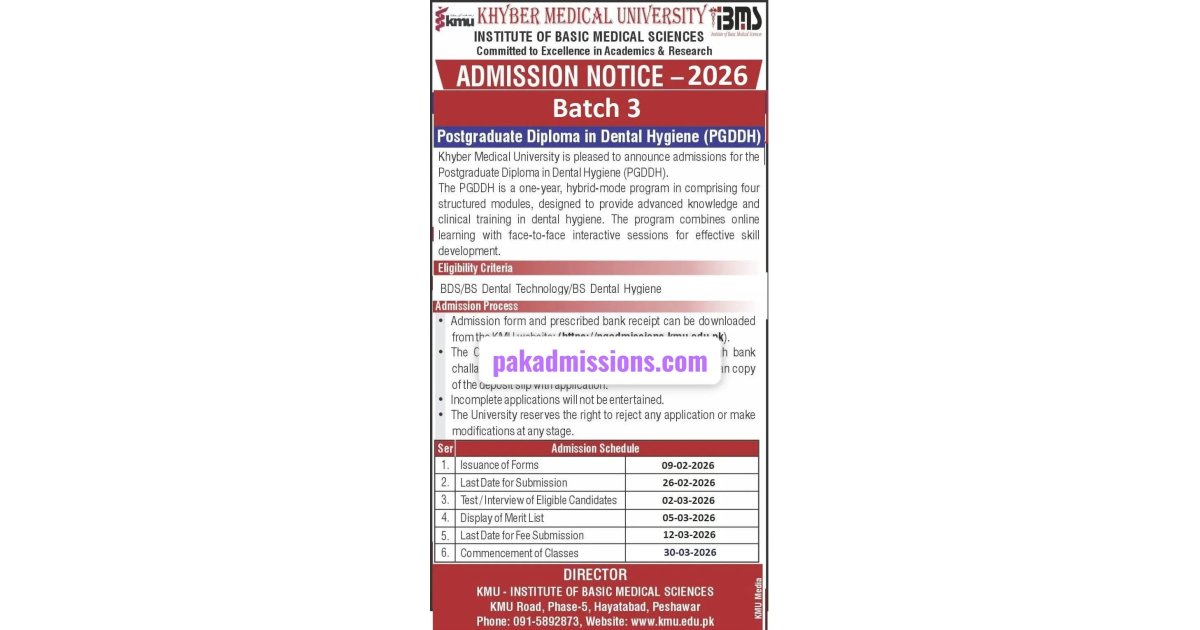 Instituite of Basic Medical Sciences IBMS Admission 2026