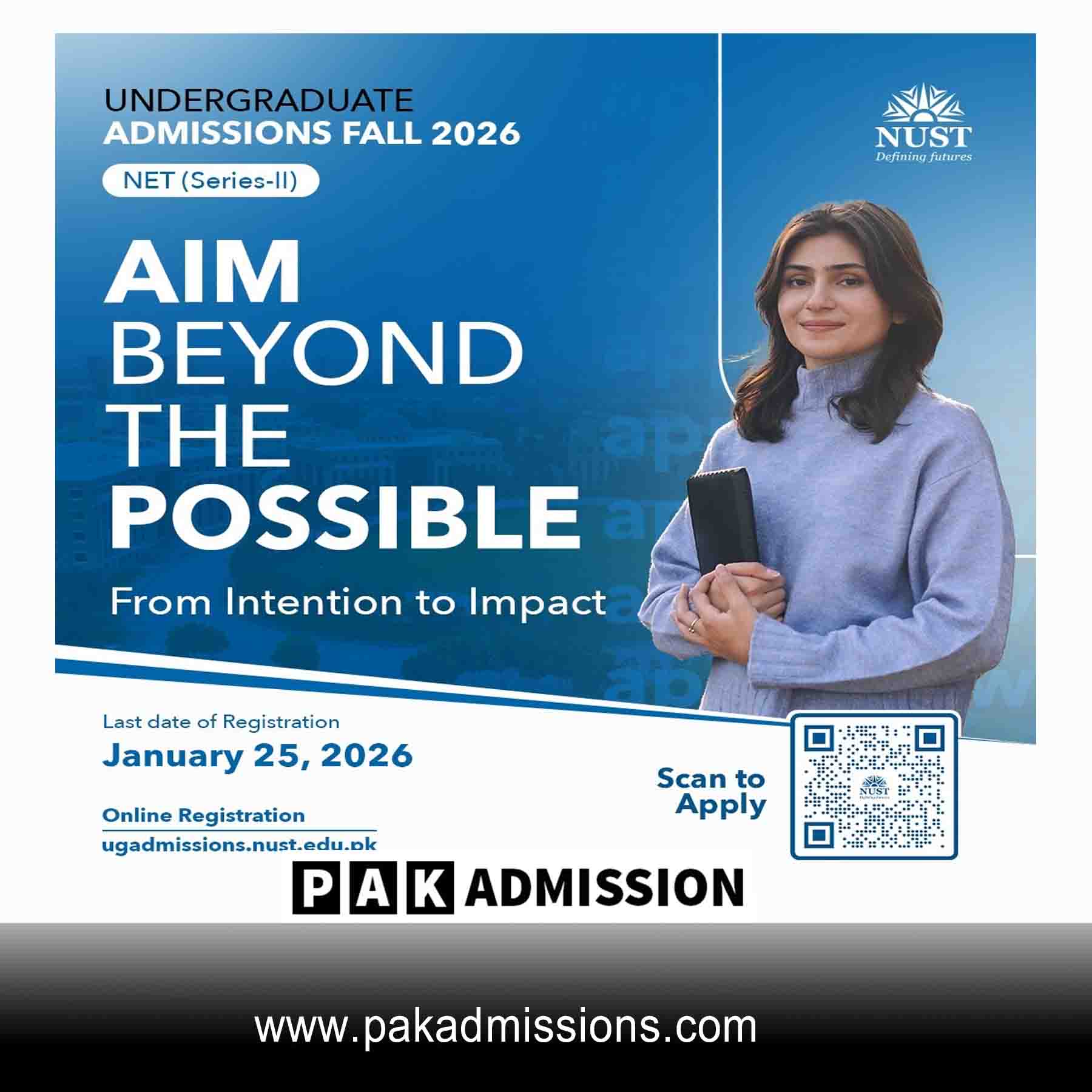 National University of Sciences & Technology Quetta Campus (NUST) Spring 2026 admission advertisement