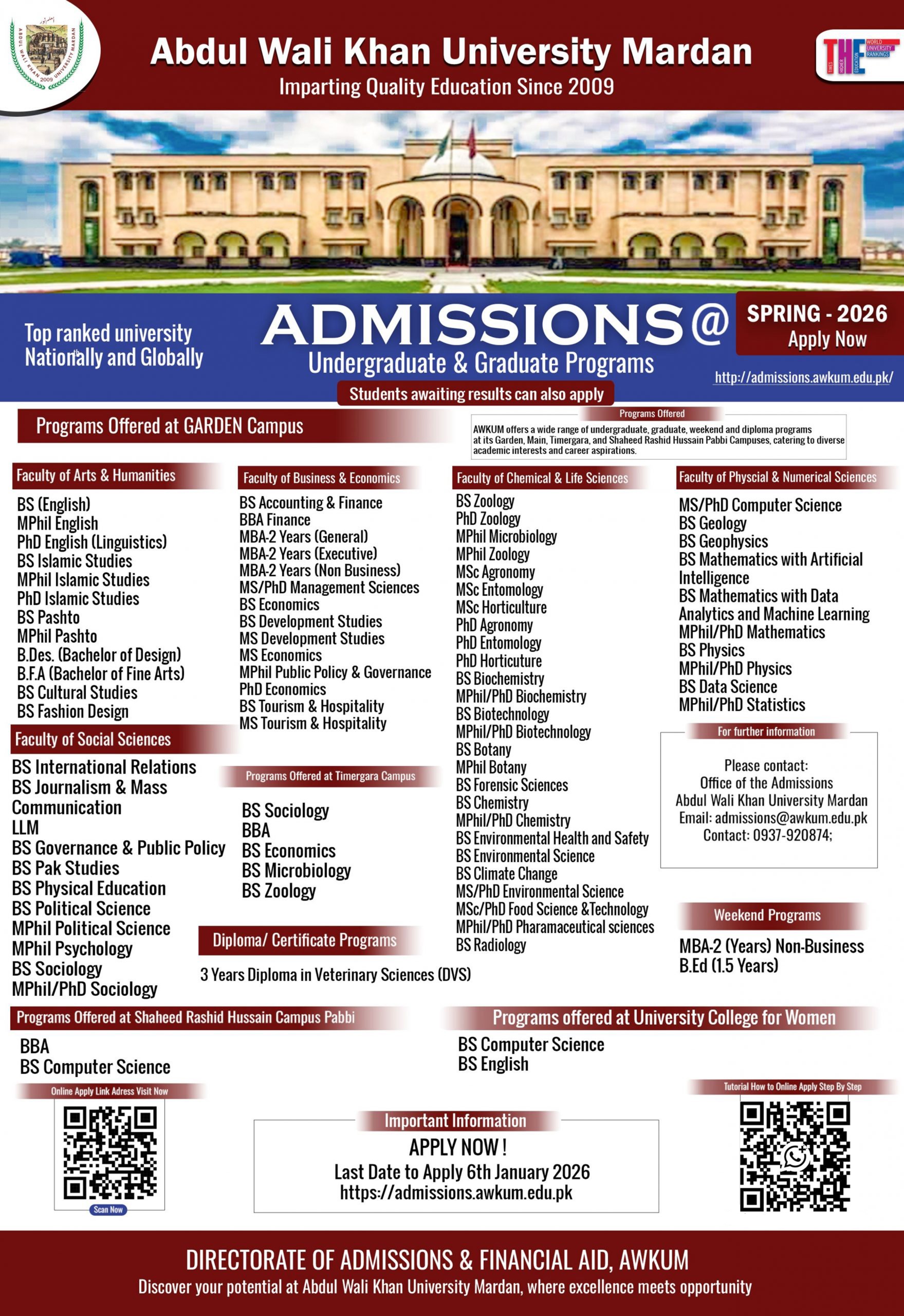 Abdul Wali Khan University Temargara Campus Admission 2026 admission advertisement Abdul Wali Khan University Temargara Campus Admission 2026 admission advertisement