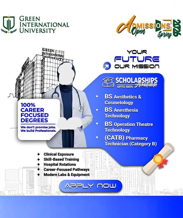 Green International University (TGIU) Admission 2026 admission advertisement