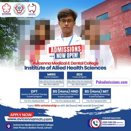 Avicenna Medical College  Admission 2026 admission advertisement