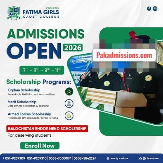 Fatima Girls Cadet College Murree   - Primary & Secondry Education (Spring Admission 2026)
