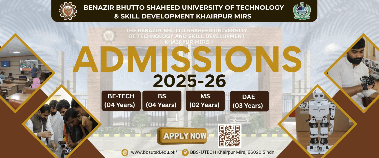 Benazir Bhutto Shaheed University Khairpur Mirs (BBSUTSD) Admission 2026 admission advertisement