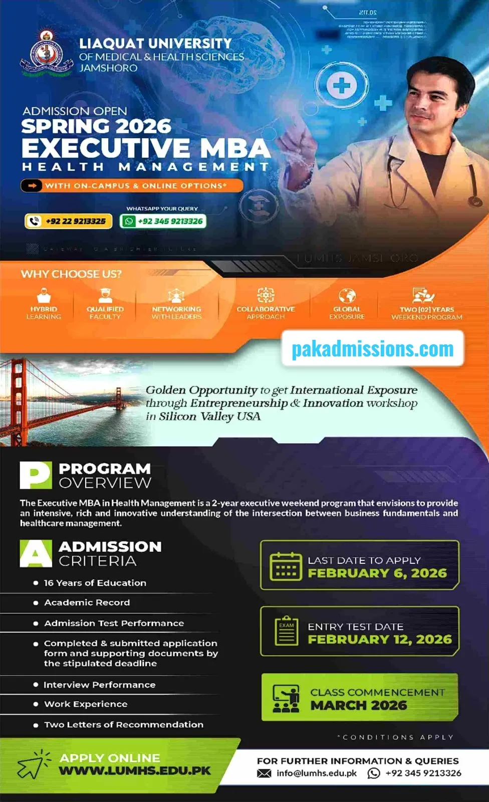 Liaquat University of Medical & Health Sciences Jamshoro (LUMHS) - MBA (Spring Admissions 2026)