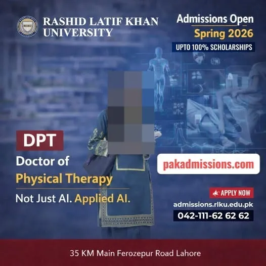 Rashid Latif Khan University (RLU) Admission 2026 admission advertisement