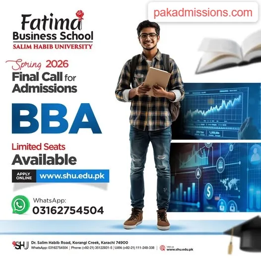 Salim Habib University Karachi (SHU) BBA Admissions admission advertisement Salim Habib University Karachi (SHU) BBA Admissions admission advertisement