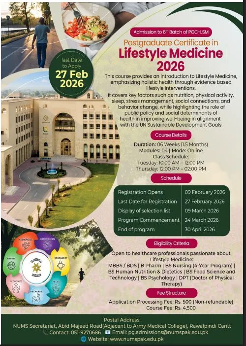 National University of Medical Sciences Rawalpindi (NUMS) - Postgraduate Diploma ( Admission 2026)