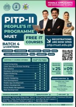Mehran University of Engineering & Technology Jamshoro (MUET) - Courses (PITP-II 2026)