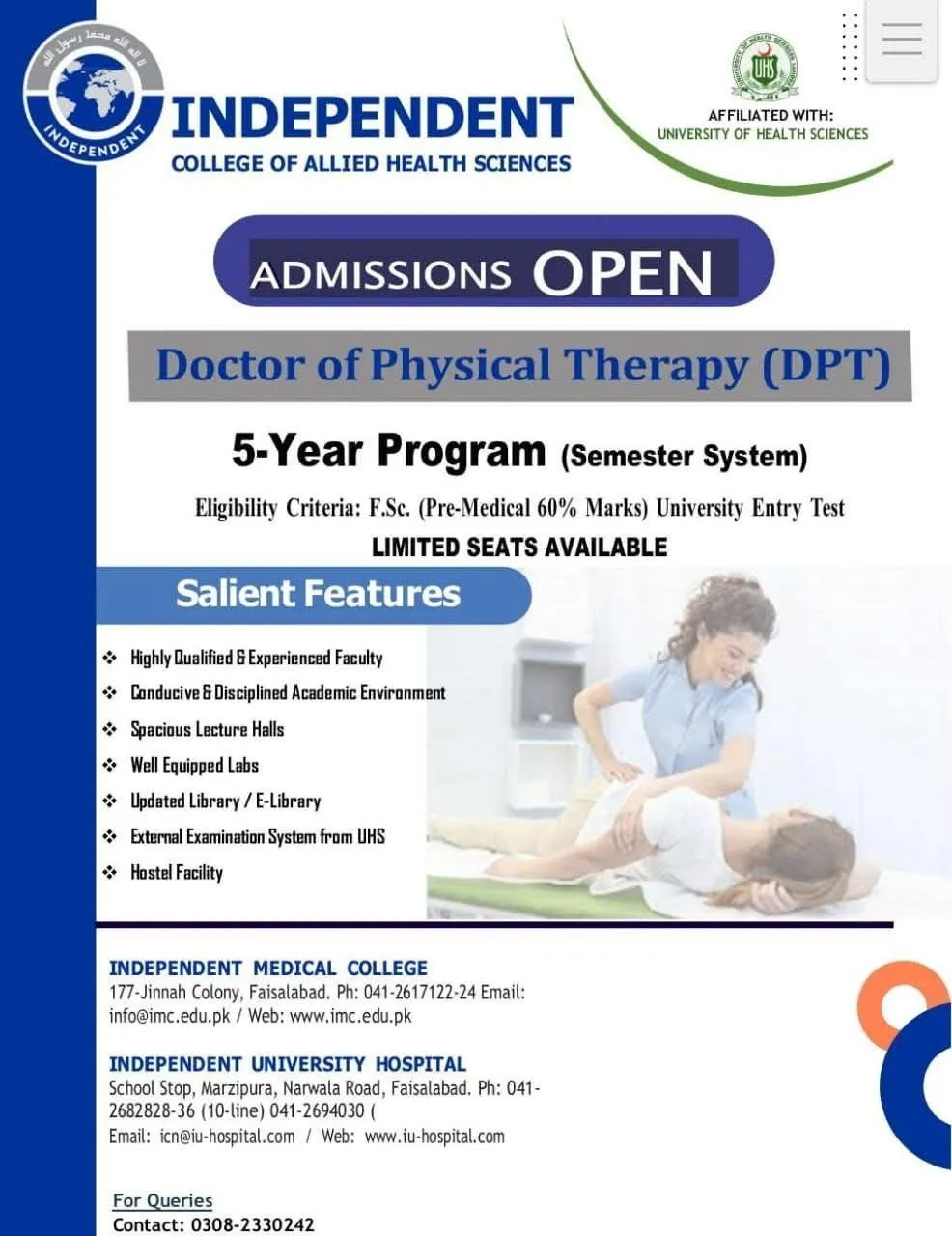 Independent College of Allied Heath Sciences Faisalabad (INDI) Admission 2026 admission advertisement Independent College of Allied Heath Sciences Faisalabad (INDI) Admission 2026 admission advertisement