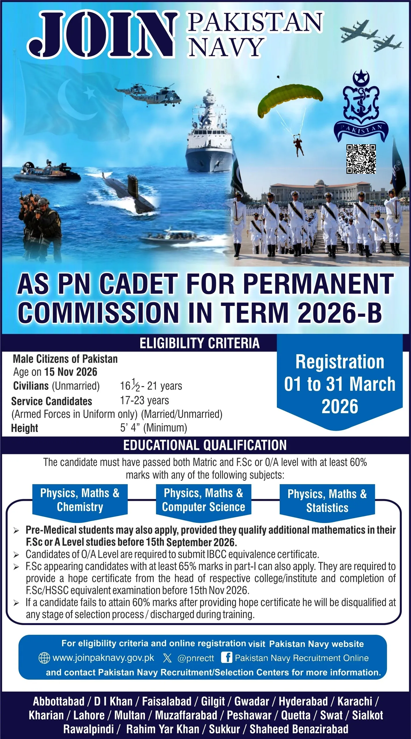Join Pak Navy Apply Online for Registration - as Civilian (Batch-2026)