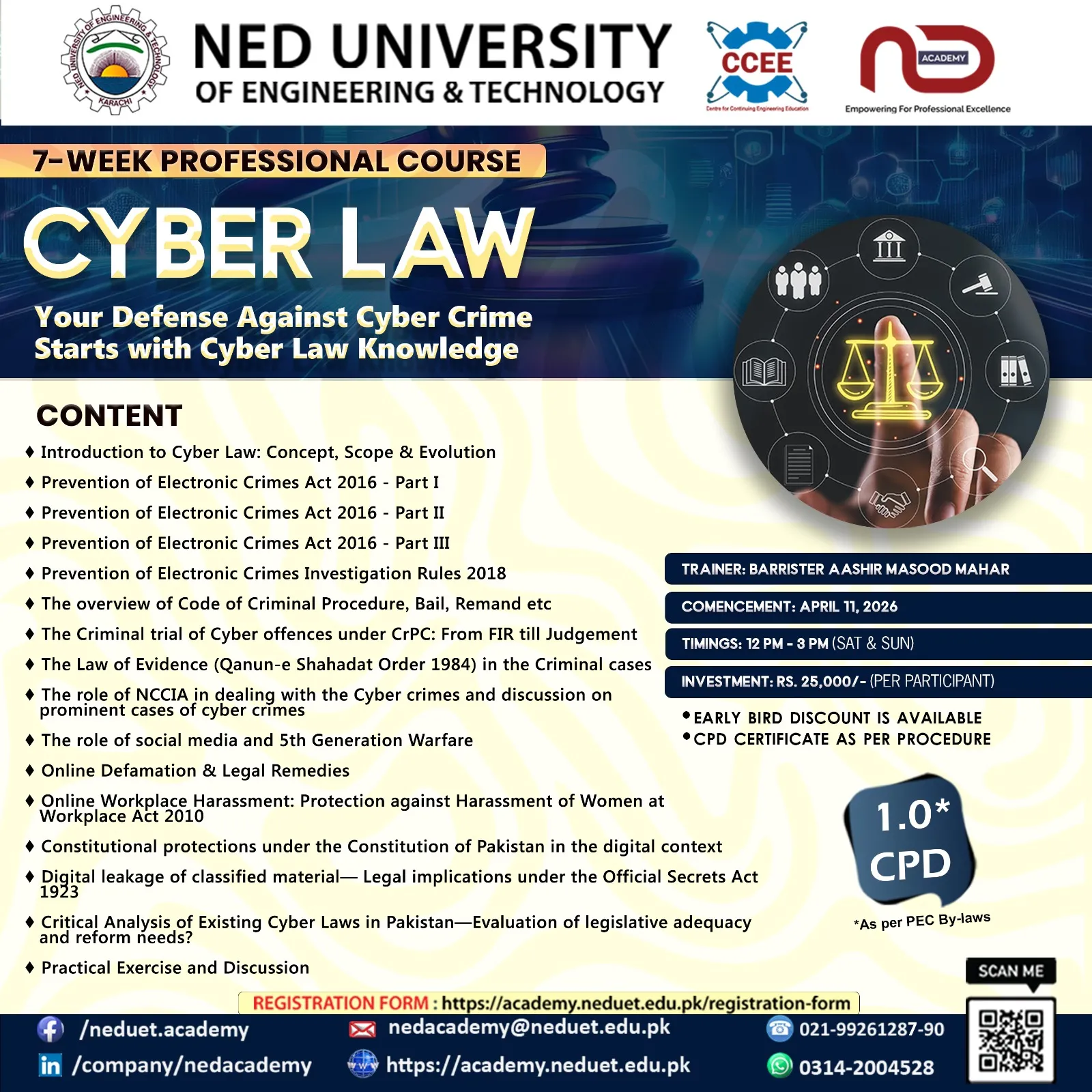 NED University of Engineering & Technology Karachi (NEDUET) Cyber Courses admission advertisement