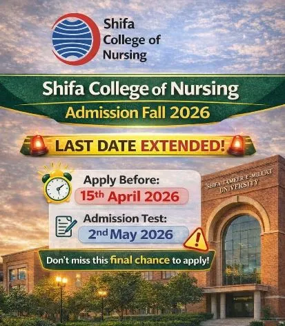 Shifa College of Nursing (SCON) Islamabad Admission 2026 admission advertisement