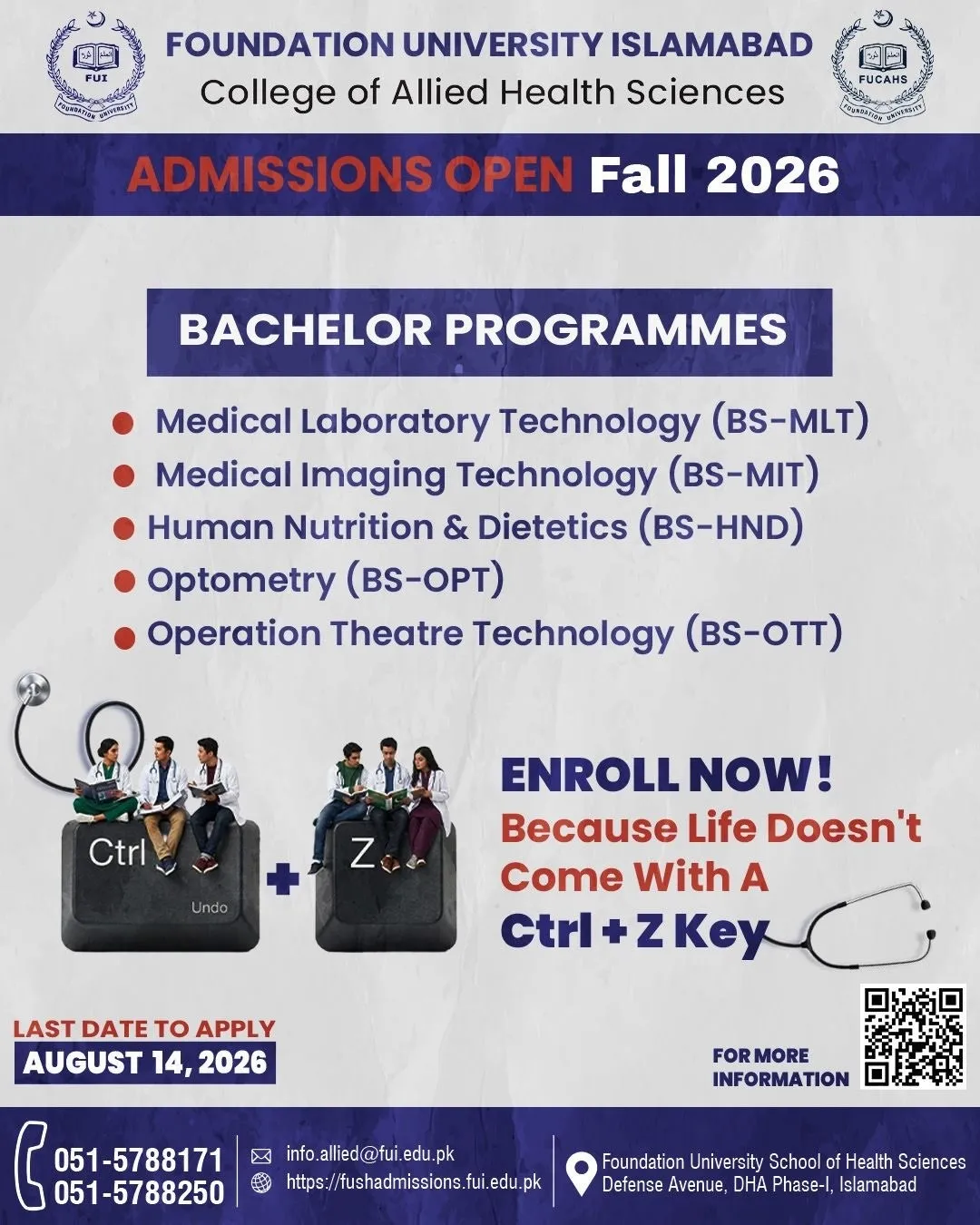 Foundation University Islamabad (FUI) - BS (AHS Programs Admissions 2026)