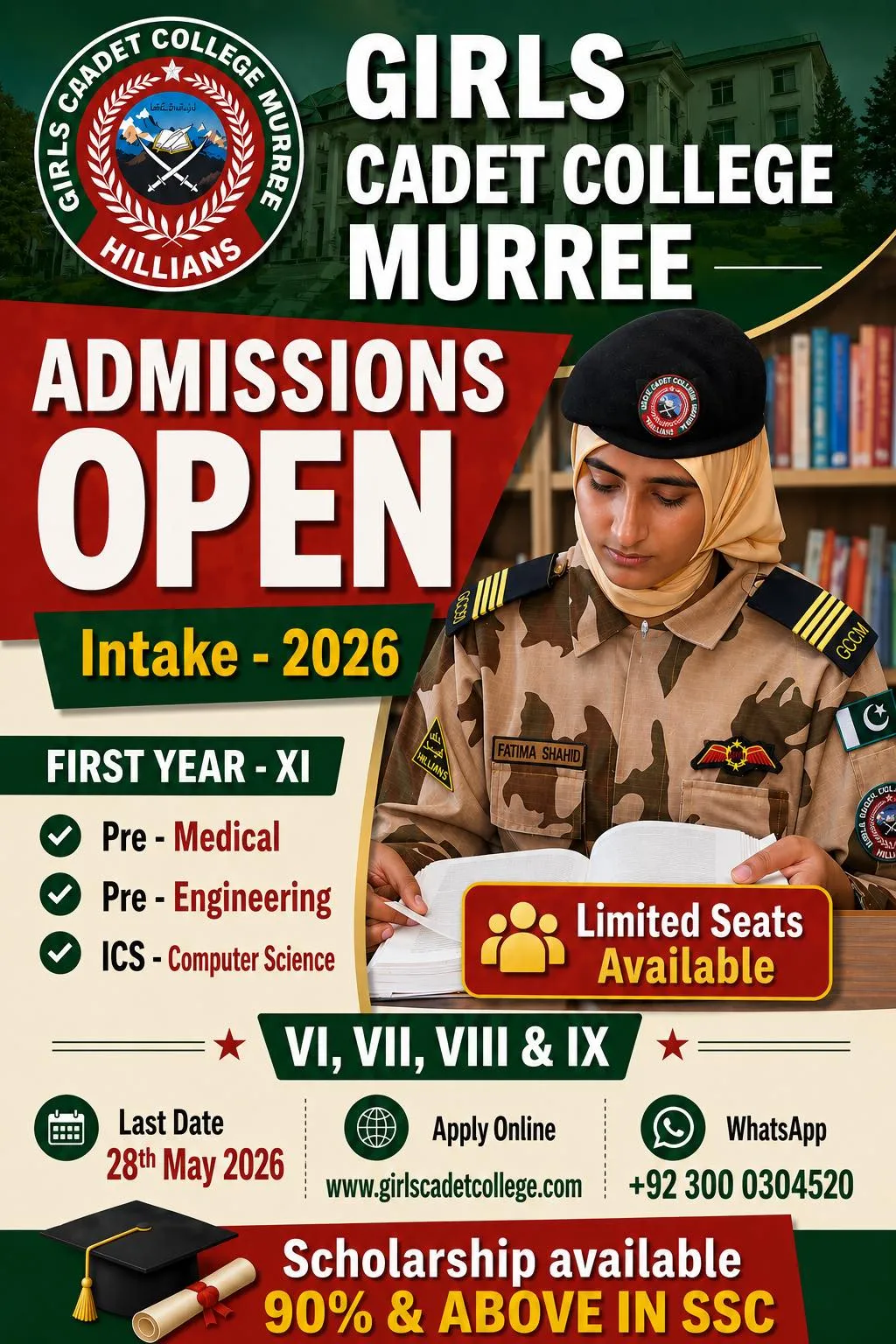 Girls Cadet College Murree GCC Fall Admissions 2026 admission advertisement Girls Cadet College Murree GCC Fall Admissions 2026 admission advertisement