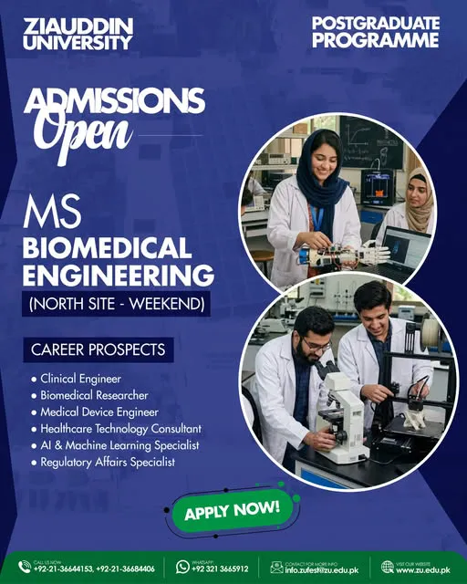 Zia-ud-Din University (ZDU) - MS Electrical Engineering (MS Elect Engg Fall Admissions 2026)