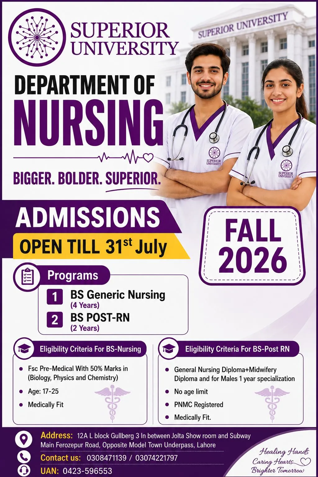 Superior University, Lahore - BS Nursing (BSN Admissions 2026)
