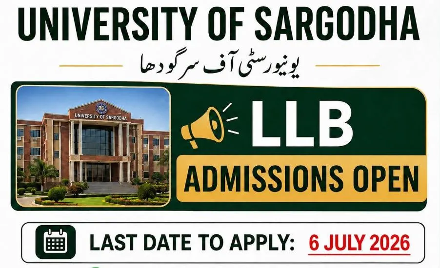 University of Sargodha (UOS) LLB Admissions 2026 admission advertisement University of Sargodha (UOS) LLB Admissions 2026 admission advertisement