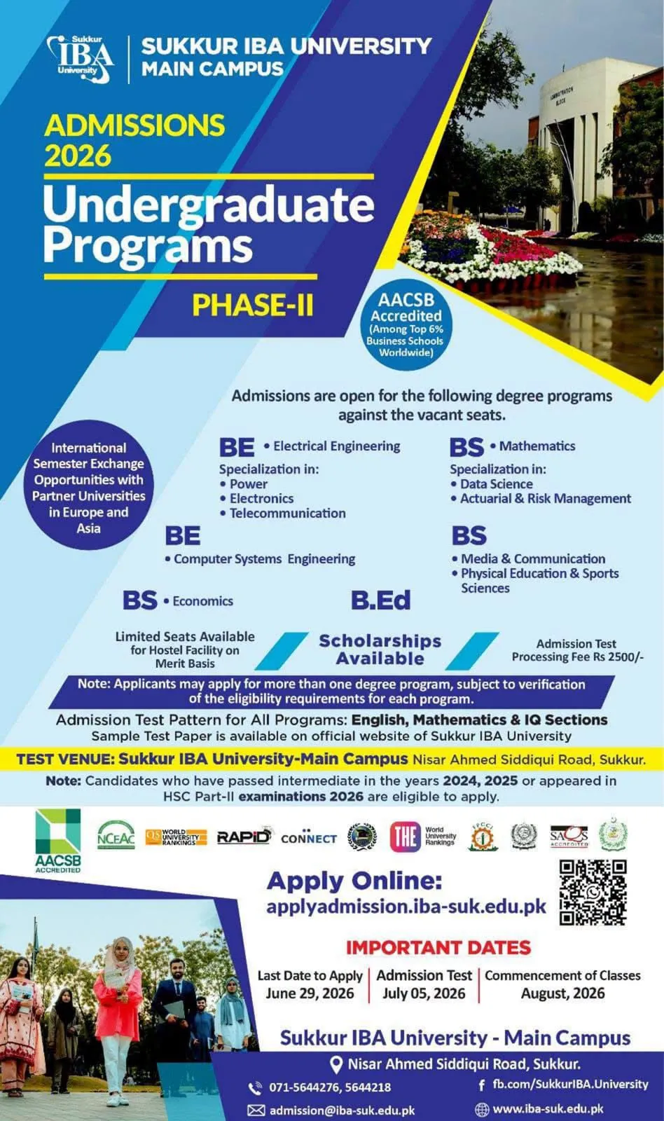 IBA University Sukkur - Undergraduate Programs (UG Fall Admission 2026)