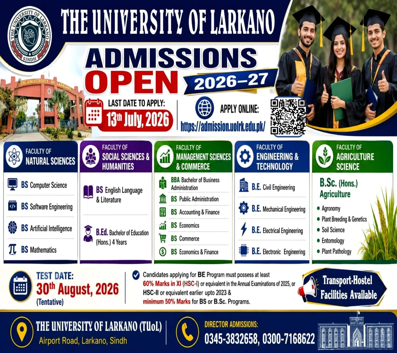 The University of Larkano Larkana (UoL) - Undergraduate Programs (Fall Admission 2026)