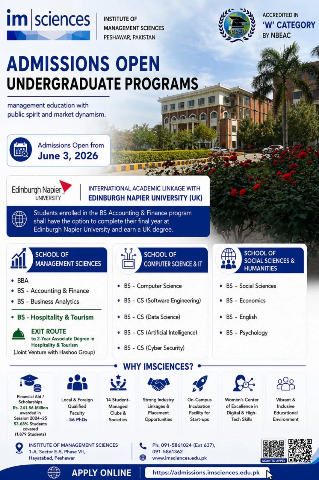 Institute of Management Sciences Peshawar (IMS) - Undergraduate Programs (Fall Admission 2026)