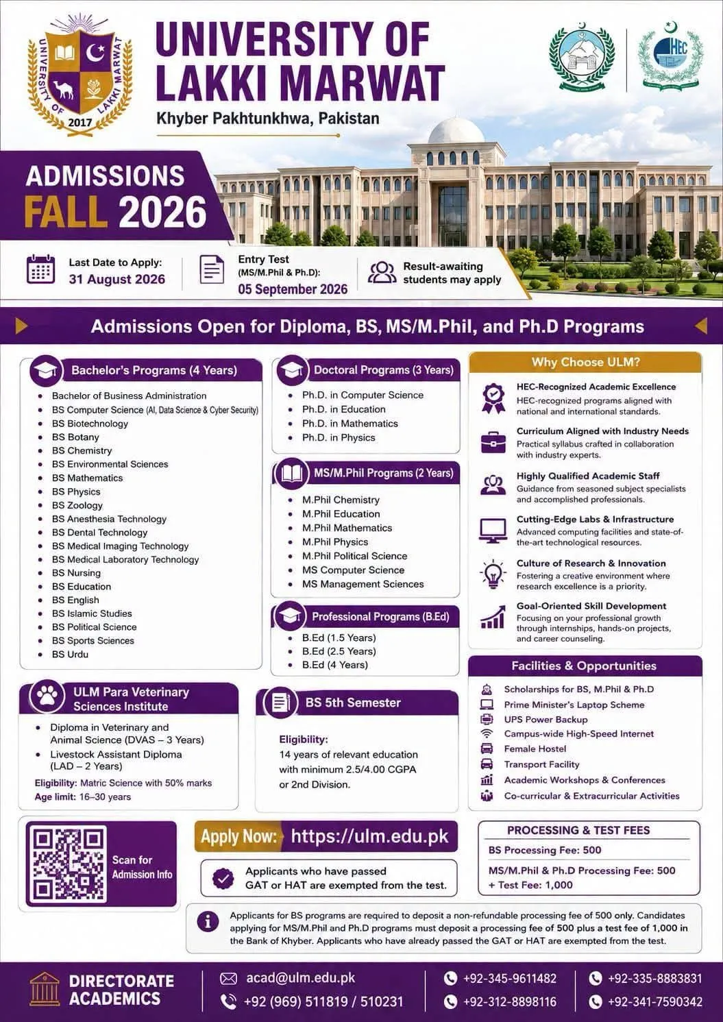 University of Lakki Marwat (ULM) Fall Admissions 2026 admission advertisement University of Lakki Marwat (ULM) Fall Admissions 2026 admission advertisement