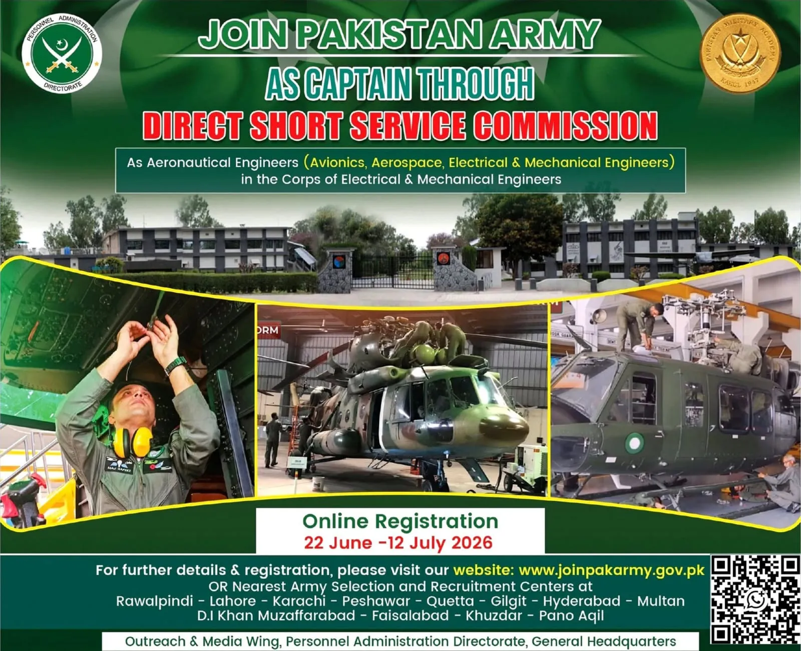 Join Pak Army - Online Apply for Registration - as Captain – Direct Short Service Commission (Aeronautical Engineers) (Direct Short Service Commission 2026)