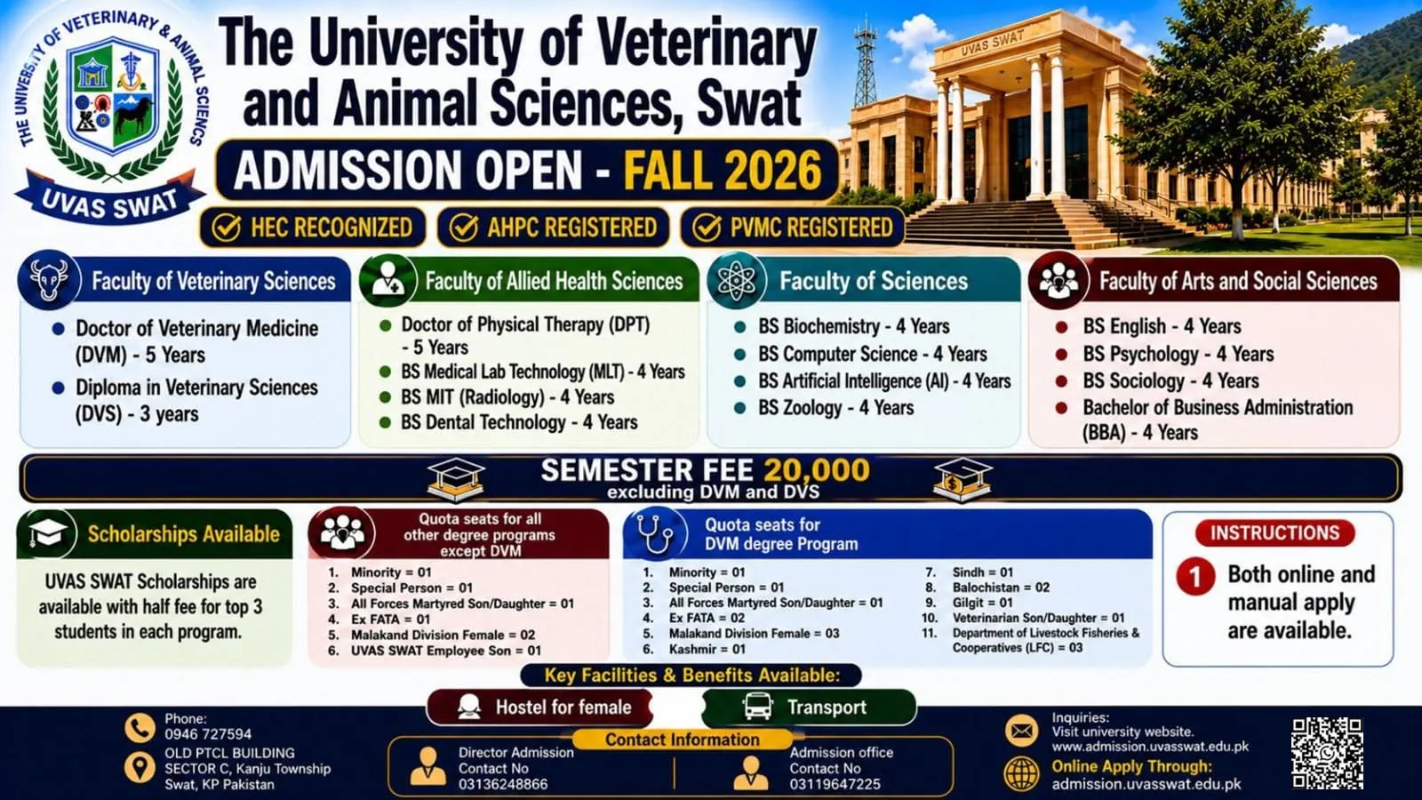 The University of Agriculture, Swat (UAS) Fall Admission 2026 admission advertisement The University of Agriculture, Swat (UAS) Fall Admission 2026 admission advertisement