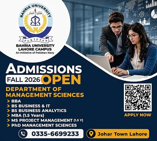 Bahria University Lahore Campus (BU) - Under Graducate / Graduate / Post Graduate Programs (Fall Admission 2026)