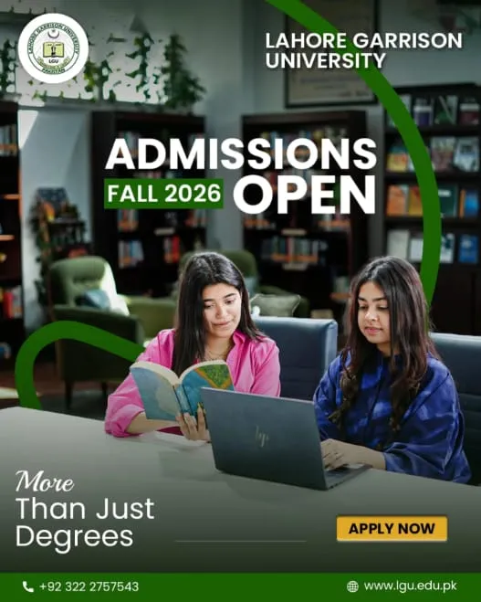 Lahore Garrison University (LGU) Fall Admission 2026 admission advertisement Lahore Garrison University (LGU) Fall Admission 2026 admission advertisement