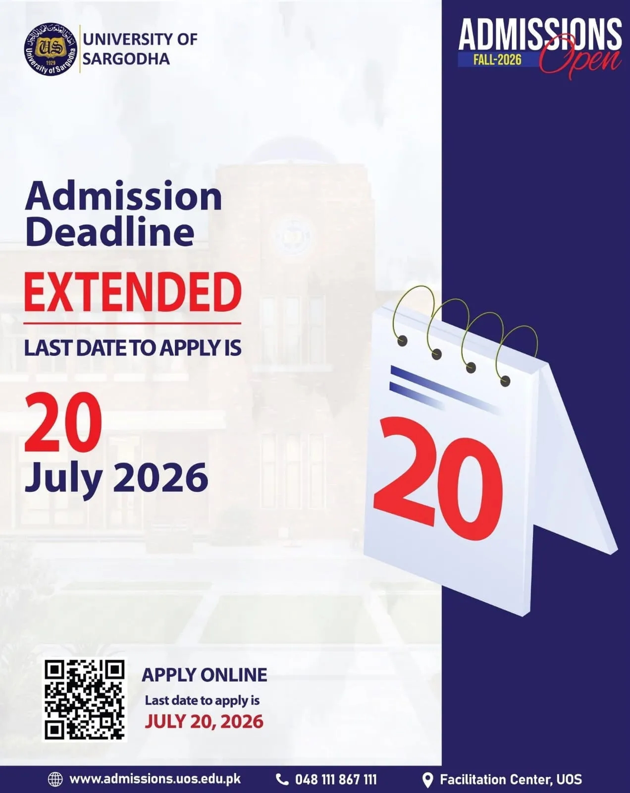 University of Sargodha (UOS) - Undergraduate Programs (LLB Admissions 2026)