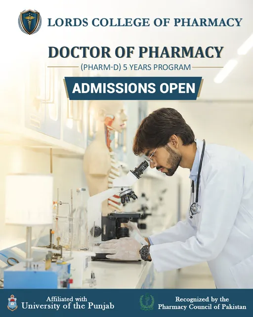 Lords College of Pharmacy Lahore (LCP) Pharm D Admissions 2026 admission advertisement Lords College of Pharmacy Lahore (LCP) Pharm D Admissions 2026 admission advertisement