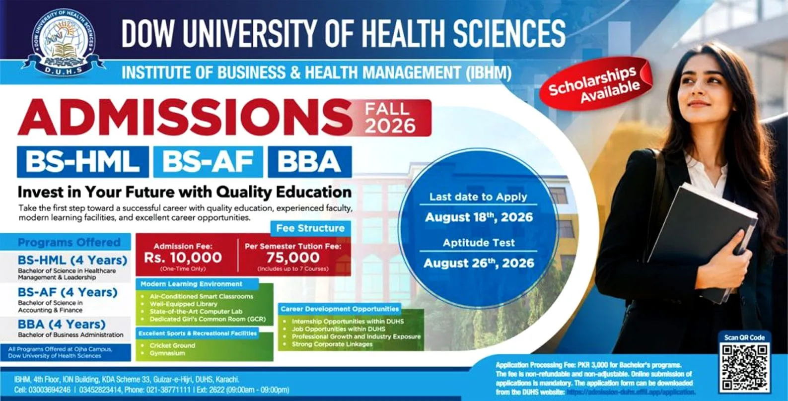 DOW University of Health Sciences Karachi (DUHS) UG Fall Admission 2026 admission advertisement DOW University of Health Sciences Karachi (DUHS) UG Fall Admission 2026 admission advertisement