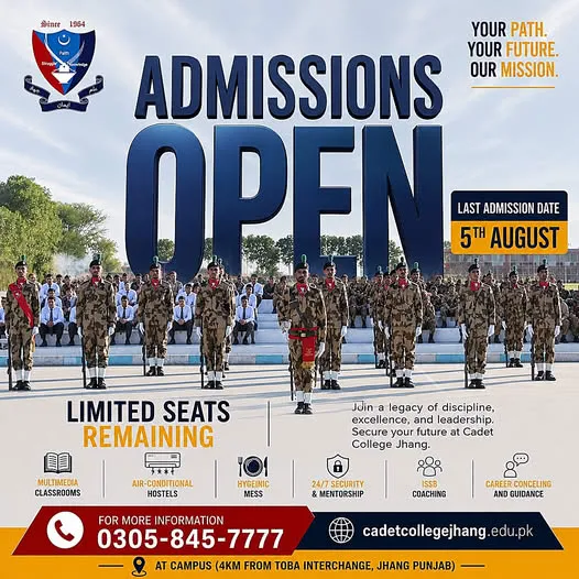 Cadet College Jhang  - Prep-Matric (Admissions 2026)