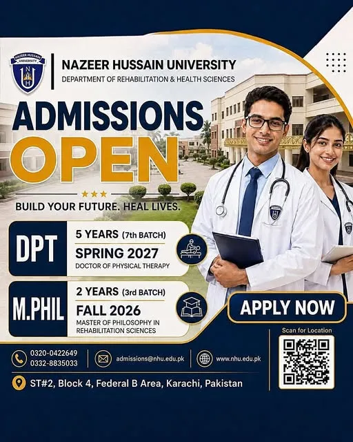 The Nazeer Hussain University (NHU) - Doctor of Physical Theropy DPT (DPT and MPhil Admission 2026)