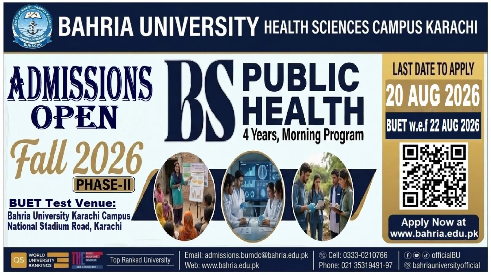 Bahria University Health Sciences Campus, Karachi Phase 2 Admission 2026 admission advertisement