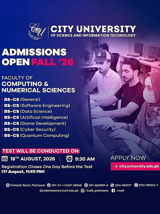 City University of Science and IT Peshawar (CU) UG Fall Admission 2026 admission advertisement