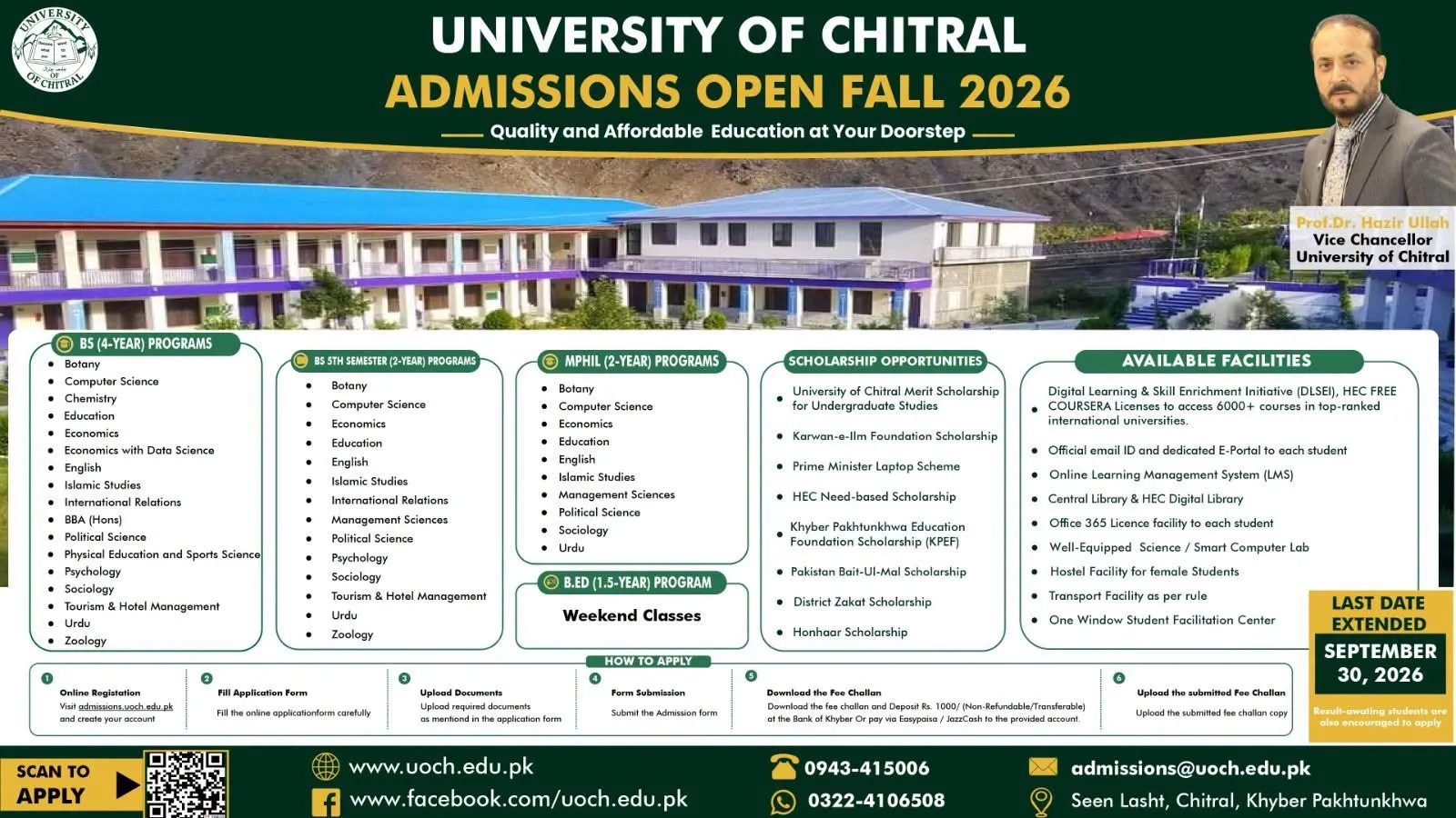 Click to view admission details University of Chitral (UCh) Admission Notice Fall Admission 2026