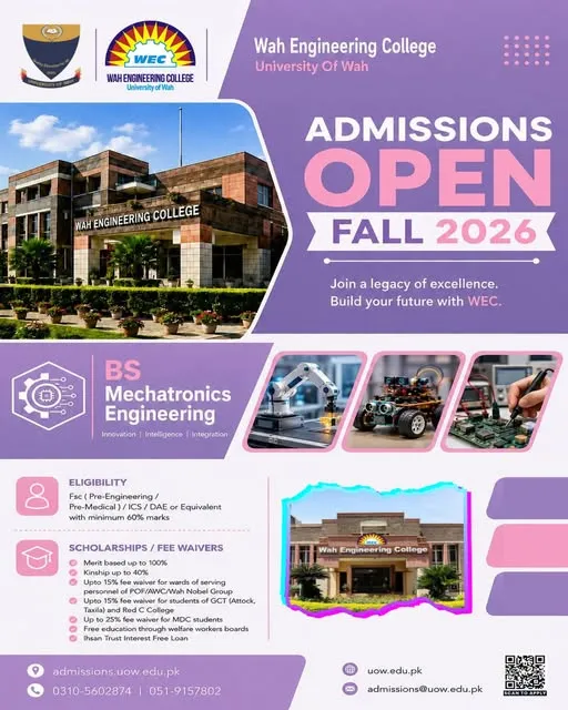University of Wah (UW) Admission Notice Fall 2026