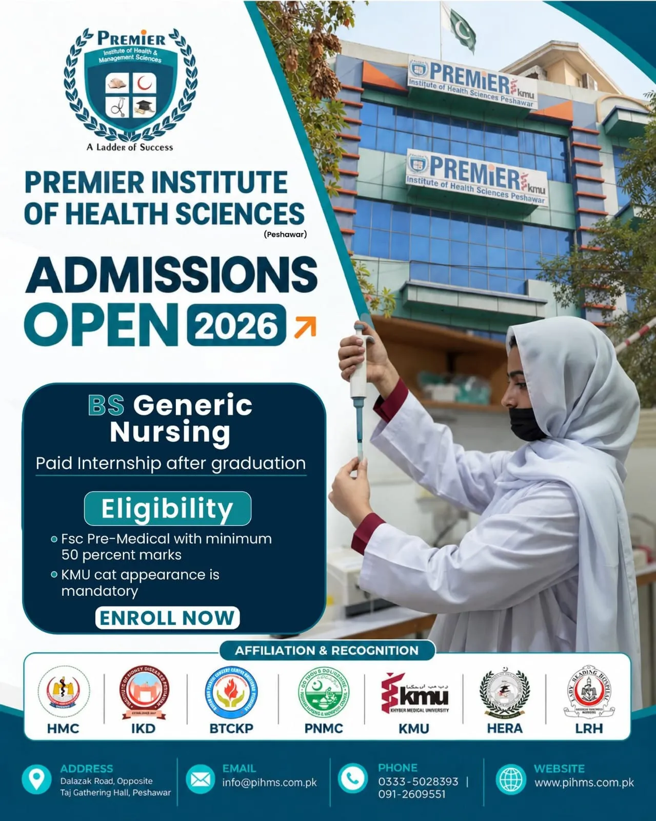 Click to view admission details Premier Institute of Health Sciences PIHS Peshawar Admission Notice BSN Fall Admissions 2026