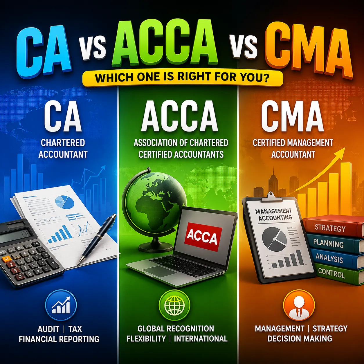 CA vs ACCA vs CMA – Ultimate Career Guide for Students