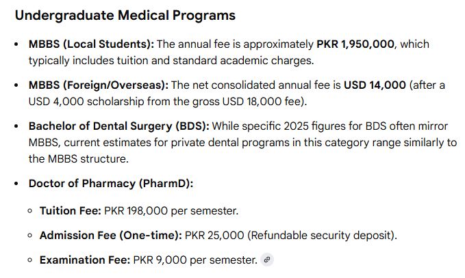 Ziauddin Medical College (ZMC) MBBS Fee Structure 2026