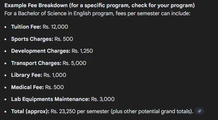 Benazir Bhutto Shaheed University Khairpur Mirs (BBSUTSD) fee structure for Multiple Programs Admission 2026
