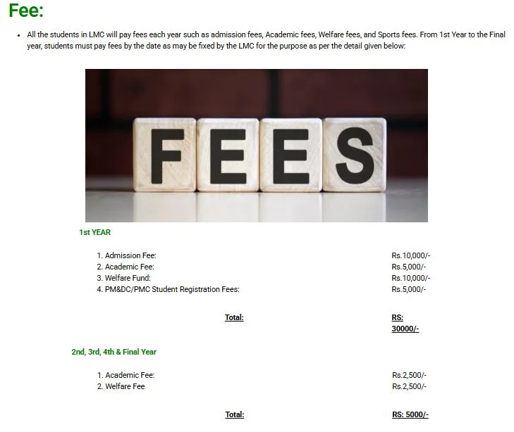 Loralai Medical College (LMC) MBBS Fee Structure 2026