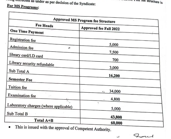 University of Rawalpindi (UOR) fee structure for Under Graducate / Graduate / Post Graduate Programs Fall Admission 2026 University of Rawalpindi (UOR) fee structure for Under Graducate / Graduate / Post Graduate Programs Fall Admission 2026