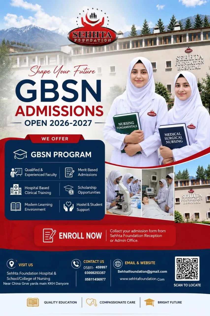 Sehhat Foundation Hospital and School College of Nursing fee structure for BS Nursing GBSN Programs Admissions 2026 Sehhat Foundation Hospital and School College of Nursing fee structure for BS Nursing GBSN Programs Admissions 2026