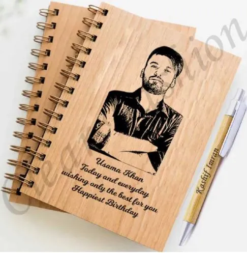 Personalized/Customized Wooden Diary Name & Picture Engraved