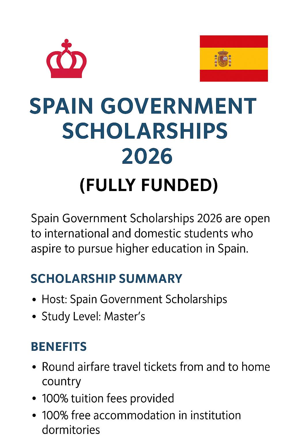 Spain Government Fully Funded  Scholarships 2026 for International Students