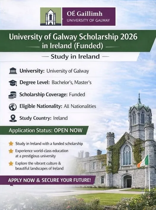 The University of Galway  Ireland funded scholarship programme for International Students Scholarship Information