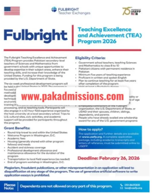 Fulbright - Teaching Excellence & Achievement (TEA) Program  Scholarship Information
