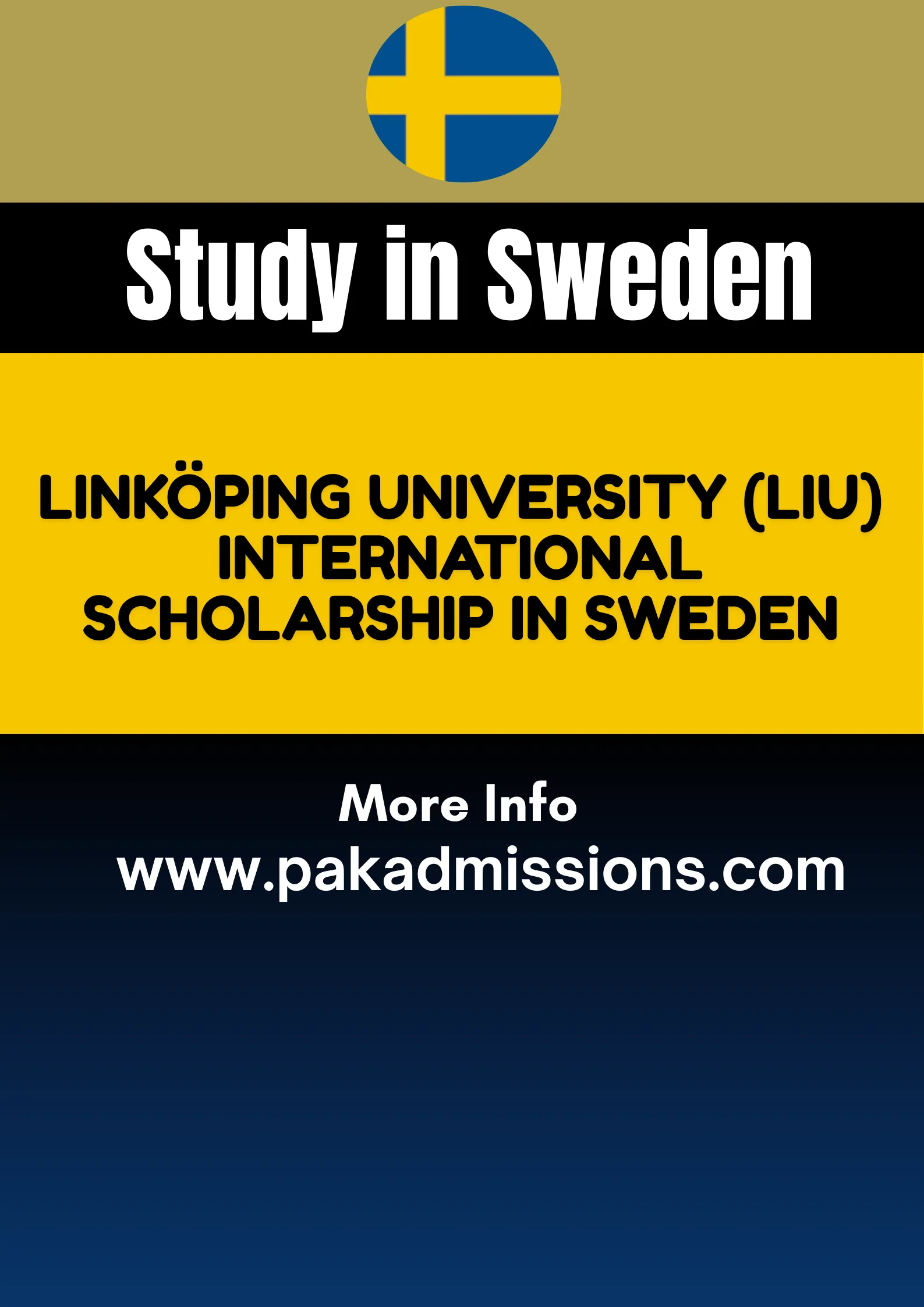 Linköping University (LiU)  International Scholarship in Sweden Scholarship Information